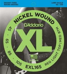 Daddario D'ADDARIO EXL165 NICKEL WOUND 4 STRING .045-.105, struny pro baskytaru