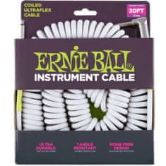 Ernie Ball 6045 nástrojový " Coil " kabel 9.14m Rovný / Zahnutý Jack - bílý