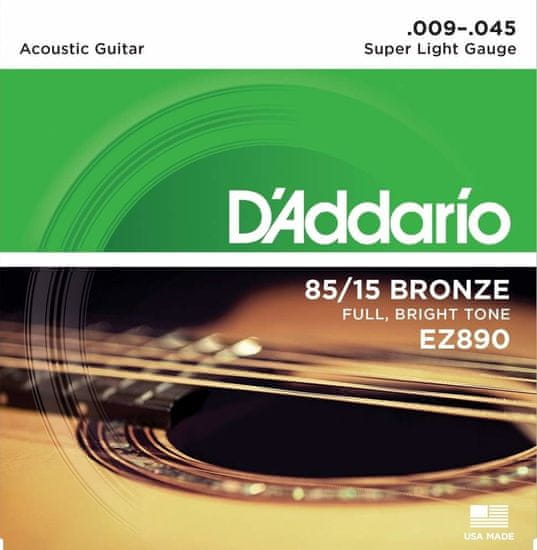 Daddario D'Addario EZ890 85/15 BRONZE STRUNY SUPER LIGHT 9/45 - struny na akustickou kytaru