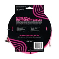 Ernie Ball 6078 10' Braided Straight / Angle Instrument Cable - Neon Pink - opletený nástrojový kabel 3m