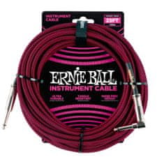 Ernie Ball 6062 25' Instrument Braided Cable - nástrojový kabel rovný / zahnutý jack - 7.62m - červenočerná barva