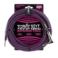 Ernie Ball 6068 25' Instrument Braided Cable - nástrojový kabel rovný / zahnutý jack - 7.62m - černofialová barva