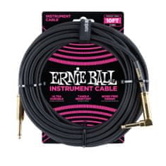 Ernie Ball 6081 10' Braided Straight / Angle Instrument Cable - Black - nástrojový kabel 3m - 1ks