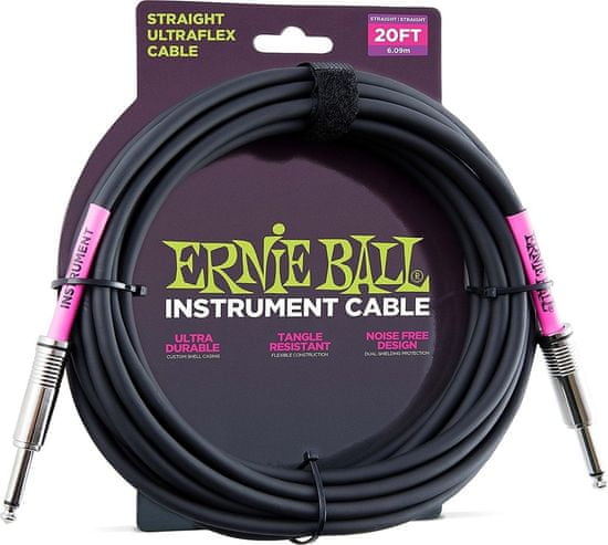 Ernie Ball 6046 20' Instrument Classic Cable - nástrojový kabel rovný / rovný jack - 6.09m v černé barvě