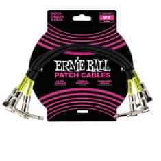 Ernie Ball 6075 1' Patch Cable - propojovací kabel lomený / lomený jack - 30cm - černá barva - 3ks
