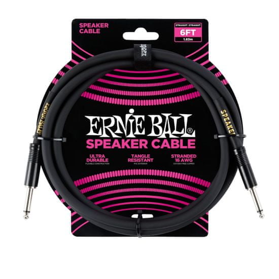 Ernie Ball 6072 Speaker Classic Cable - reproduktorový kabel rovný / rovný jack - 1.83m - černá barva - 1ks