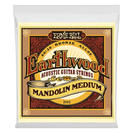 Ernie Ball 2065 Earthwood Mandolin Medium 80/20 Bronze Loop End Set, .010 - .036