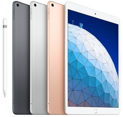 iPad Air 2019, kovový, kompaktní, vysoký výkon A12 Bionic, Neural Engine, Retina displej, iOS 12.