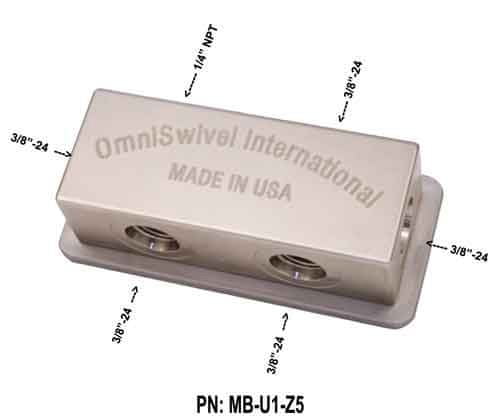 OmniSwivel Manifold středotlaký 1 port NPT 1/4" , 5 portů 3/8"