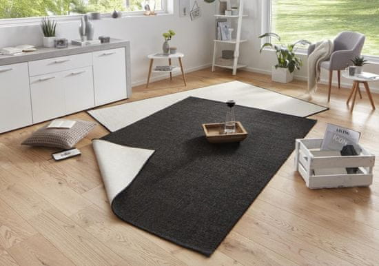 NORTHRUGS Kusový koberec Twin-Wendeteppiche 103096 schwarz creme – na ven i na doma