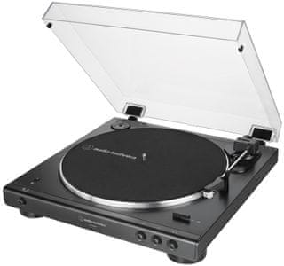 stylový gramofon audio-technica at-lp60xbt 2 rychlosti otáček 33 a 45 plný automat řemínkový pohon Bluetooth 5.0 kodek aptx hliníkový talíř