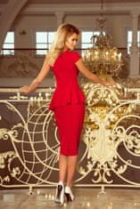 Numoco Dámské elegantní midi šaty s volánem Hudson červená M