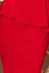 Numoco Dámské elegantní midi šaty s volánem Hudson červená M