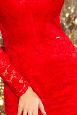 Numoco Dámské krajkové šaty s výstřihem Carter červená L