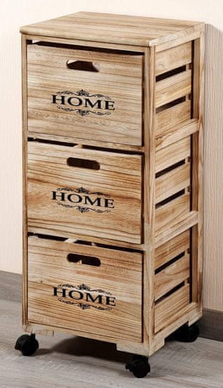 Kesper Regál pojízdný s úložnými dřevěnými boxy - dekor Home