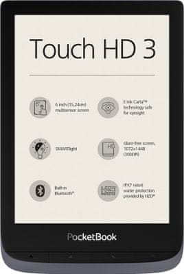 PocketBook 632 Touch HD 3, 16 GB, nagy kijelzővel rendelkezik, nagy felbontású, intelligens világítással