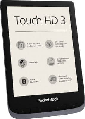 Čtečka e-knih PocketBook 632 Touch HD 3, 16 GB, velká paměť, voděodolná, chytré nasvícení, vysoké rozlišení, dotykový displej