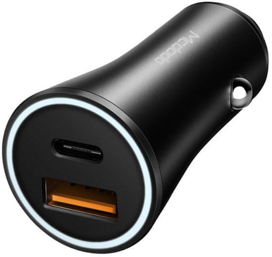 Mcdodo Nabíječka do auta s 1× USB a 1× USB-C s QC 3.0, černá, CC-5221