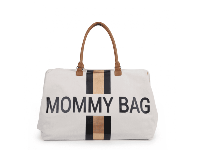 Levně Childhome Mommy Bag Big Canvas Off White Stripes Black/Gold