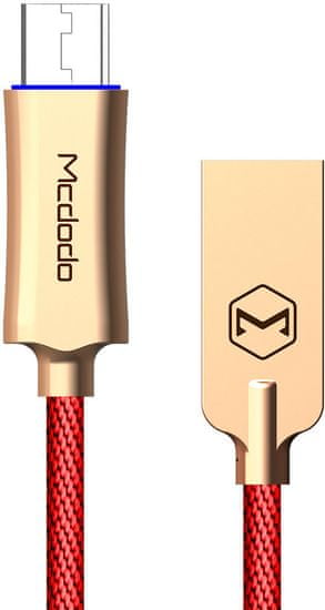 Mcdodo Knight Micro USB datový kabel s inteligentním vypnutím napájení, 1 m, červená, CA-2893