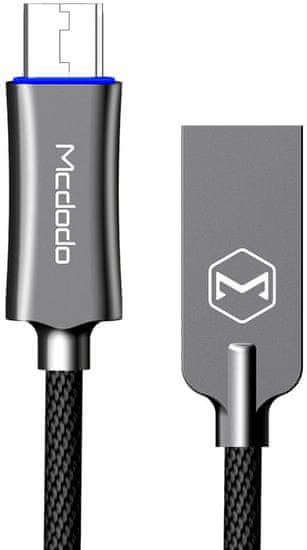 Mcdodo Knight Micro USB datový kabel s inteligentním vypnutím napájení, 1,5 m, šedá, CA-2895