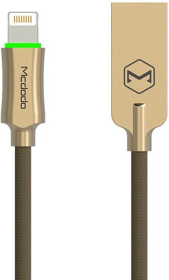 Mcdodo Knight Lightning datový kabel s inteligentním vypnutím napájení, 1,8 m, zlatá, CA-3903