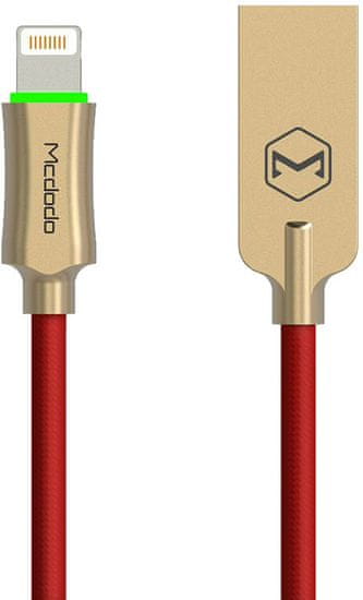 Mcdodo Knight Lightning datový kabel s inteligentním vypnutím napájení, 1,2 m, červená, CA-3906