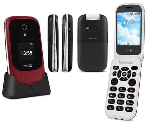 Doro 7060, tlačítkový telefon pro seniory, hlasitý zvuk, internet, LTE.