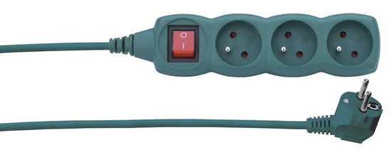 Emos Prodlužovací kabel s vypínačem, 3 zásuvky, 3 m, zelený
