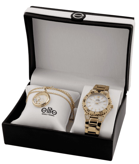 Elite Models dámská sada hodinek a náhrdelníku E53244G-101 - rozbaleno