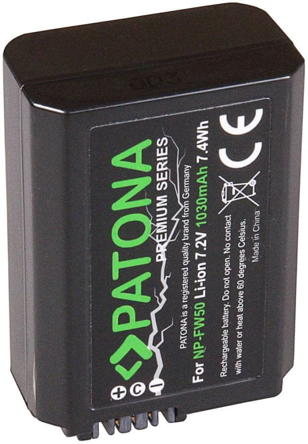 PATONA Baterie pro foto Sony NP-FW50 1 030 mAh Li-Ion PREMIUM PT1248, černá