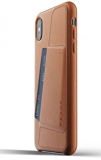 Mujjo Full Leather Wallet Case pro iPhone XS Max - žlutohnědy, MUJJO-CS-102-TN