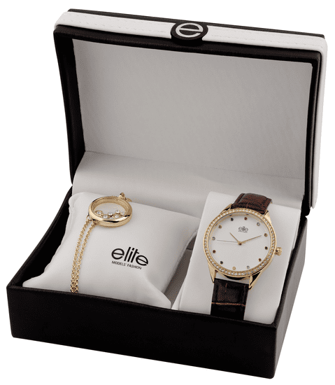 Elite Models dámská sada hodinek a náhrdelníku E55072-105