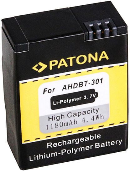 PATONA Baterie pro digitální kameru GoPro HD Hero 3 1180 mAh, Li-Pol PT1150