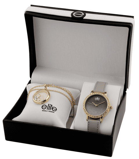 Elite Models dámská sada hodinek a náhrdelníku E55182-102