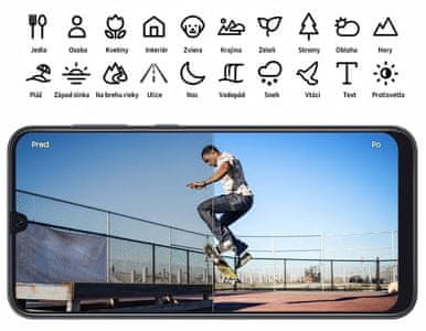 Samsung Galaxy A50, optimalizace při focení, chytrý fotoaparát, umělá inteligence, opravy chyb