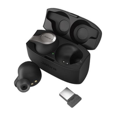 Sluchátka Jabra Evolve 65t, Titanium Black, MS (USB dongle) 3 velikosti špuntů