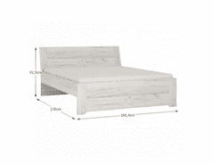 KONDELA Ložnicová sestava, skříň, postel 160x200, 2x noční stolek, bílá craft, ANGEL