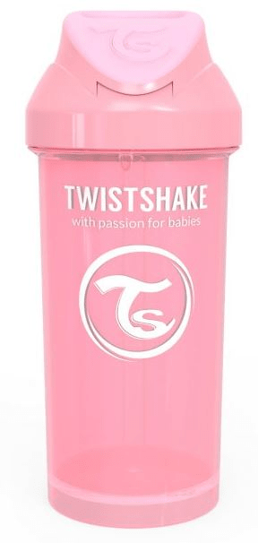 Twistshake Láhev s brčkem 360 ml 12+m Pastelově růžová