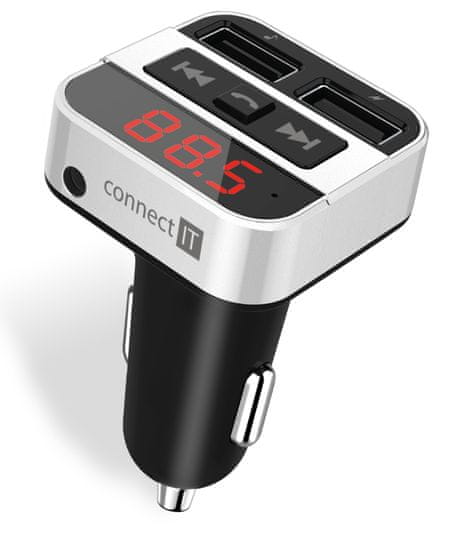 Connect IT InCarz Bluetooth transmitter, stříbrný, CCC-8800-SL
