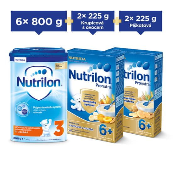 Nutrilon 3 batolecí mléko 6x 800g + Nutrilon kaše 4x 225g