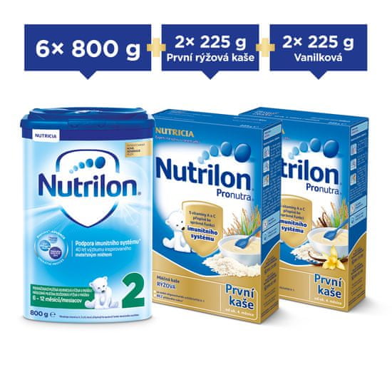 Nutrilon 2 pokračovací kojenecké mléko 6x 800g + Nutrilon kaše 4x 225g