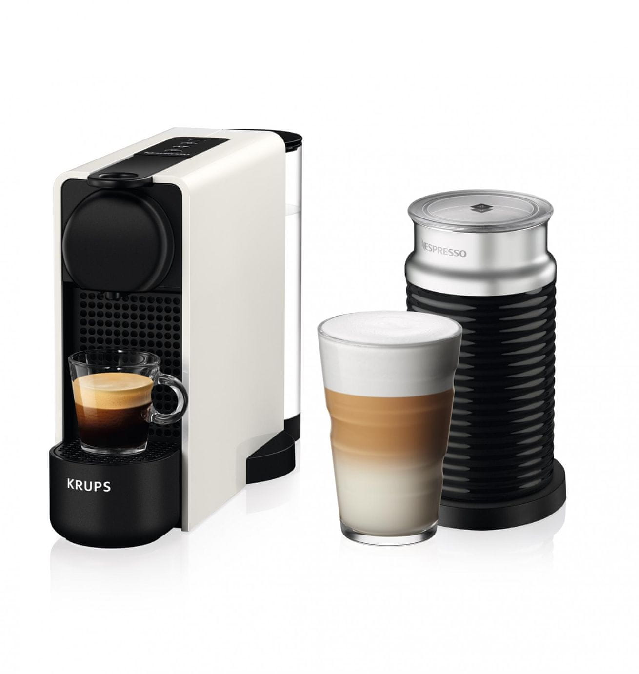 Nespresso KRUPS XN511110 Essenza Plus White & Aeroccino