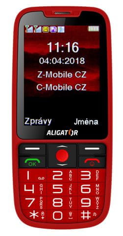 Aligator A890 GPS Senior, červený - použité
