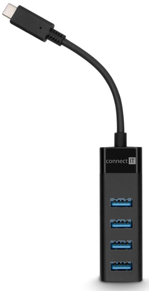 Connect IT USB-C externí hub, 4 porty USB-A 3.0, CHU-6050-BK