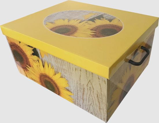 DUE ESSE Skladovací úložná krabice Fantazie, 50 × 40 × 25 cm, slunečnice