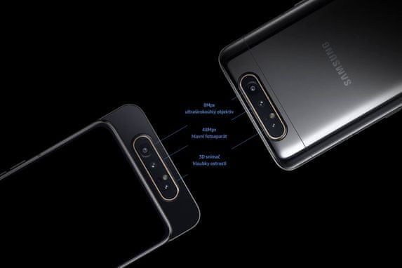 Samsung Galaxy A80, trojitý fotoaparát, vysoké rozlišení, ultra širokoúhlý