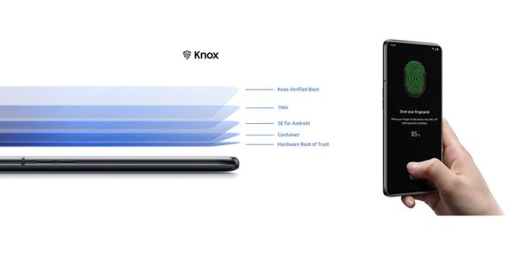 Samsung Galaxy A80, čtečka otisků prstů v displeji, bezpečnostní platforma Samsung Knox