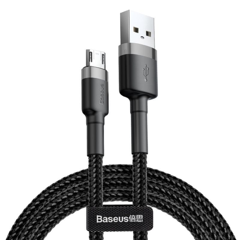 BASEUS Cafule datový kabel microUSB, 2 m, šedo-černá CAMKLF-CG1