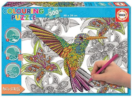 Educa Vybarvovací puzzle Kolibřík 300 dílků